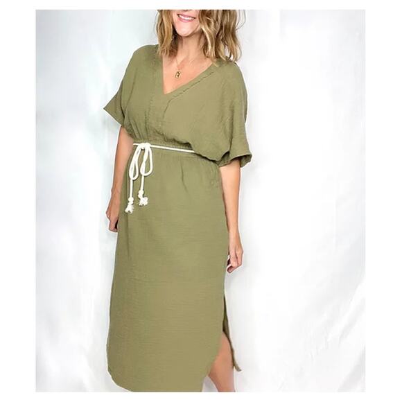 Sage Green Midi Length Dress - Picture 1 of 3